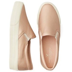 American Eagle Gold Platform Slip-On Sneakers
