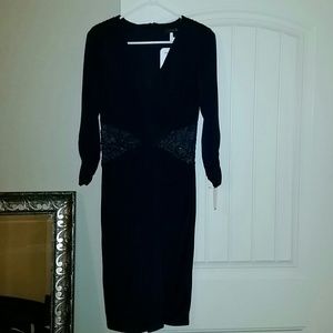 Navy blue long sleeve Tadashi Shoji formal dress