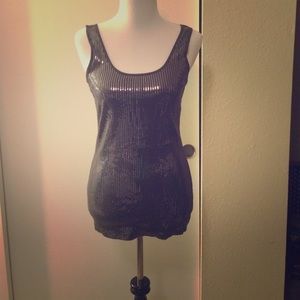 Express Charcoal sequined tank top NEW with tags