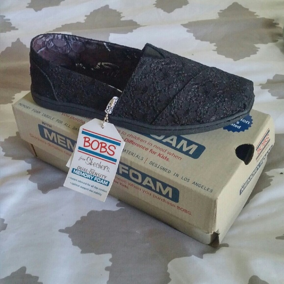 Lace Black Bobs Memory Foam slip on