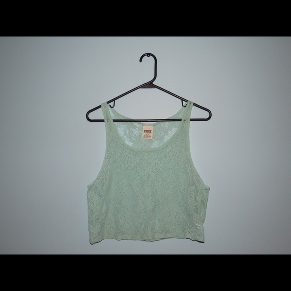 PINK lace cropped tank top