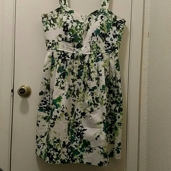 Floral green white and black dress