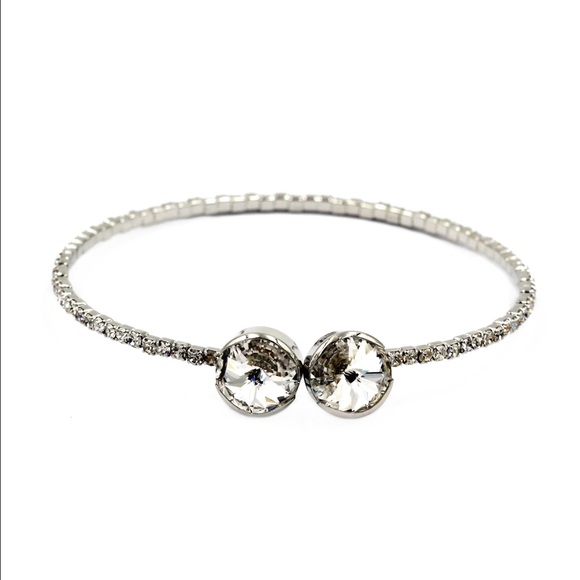 Simple silver circlet Crystal bracelet