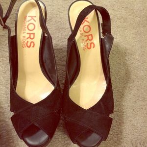 Michael Kors platform black suede heels