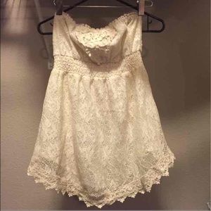 Lace strapless shirt