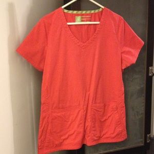 Antidote Coral color scrub top