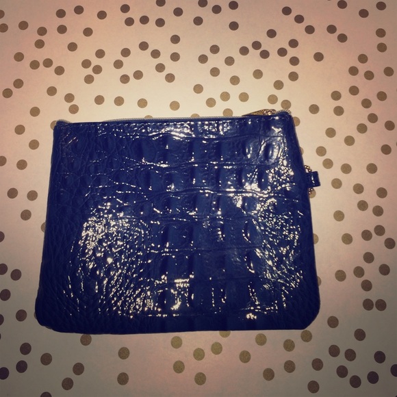 Navy Blue Big Buddha Faux-Gator Wristlet