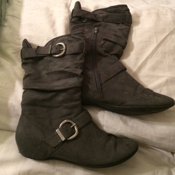 Gray Buckle Boots - Picture 1 of 1