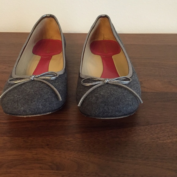 ❌SOLD❌Kate Spade gray flannel bow-trim flats - Picture 3 of 4