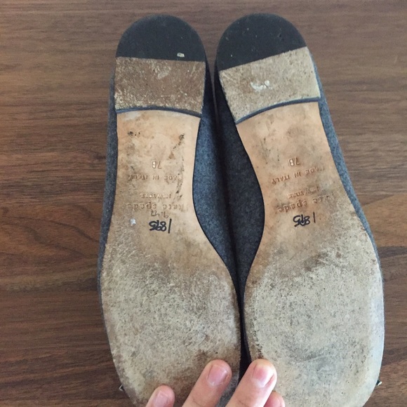 ❌SOLD❌Kate Spade gray flannel bow-trim flats - Picture 4 of 4