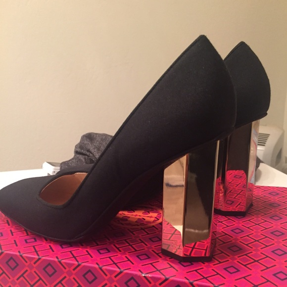 Tory Burch Regina Pump w/ Gold Mirrored Block Heel