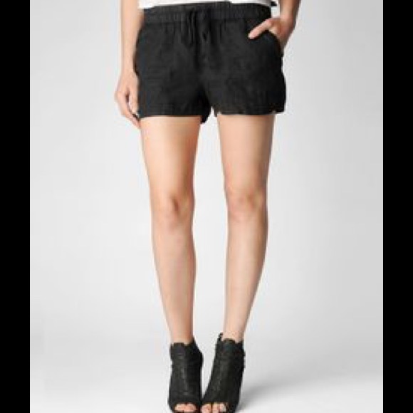 Black linen shorts