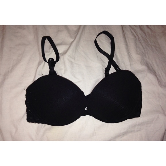 H&M black bra, lacey see threw back