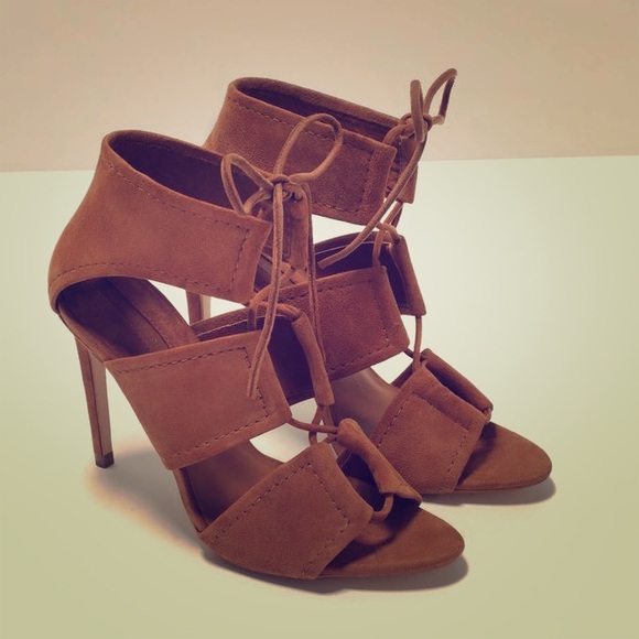 Zara brown whisky lace up heels