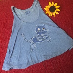 Vans skeleton cat tank top size medium