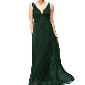 V-Neck Long Chiffon Dress