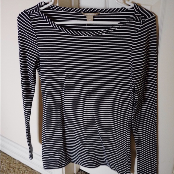 Banana republic boat neck top navy white stripe xs