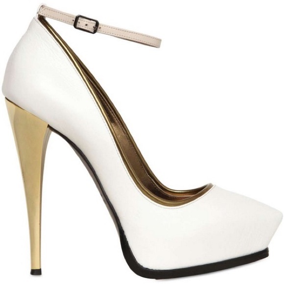 Lanvin Ankle Strap Pumps w Gold Mirror Heel