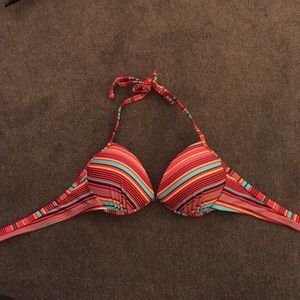 Push up halter in multi stripe