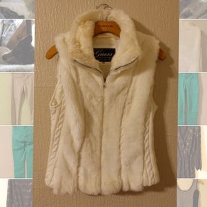 Guess white fur vest