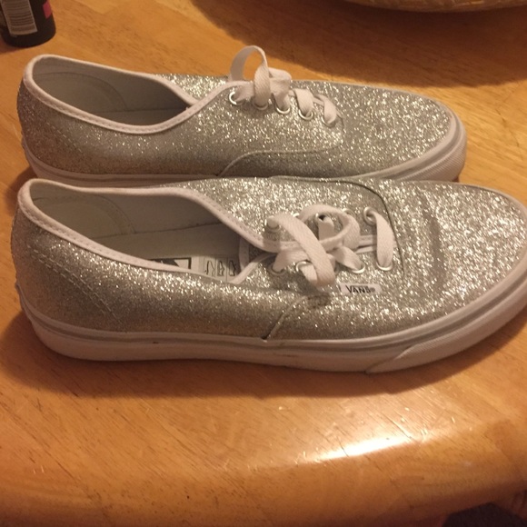 silver glitter vans WORN ONCE