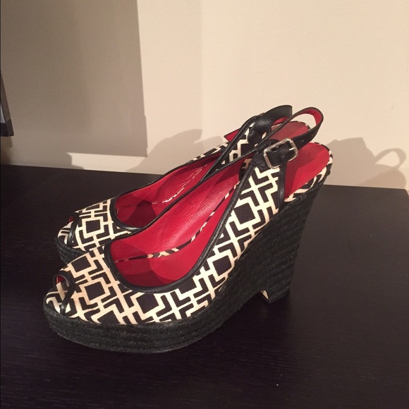 Black and white platform shoes