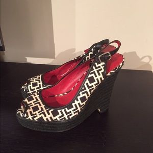 Black and white platform shoes