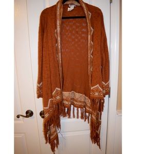 burnt orange long sweater cardigan