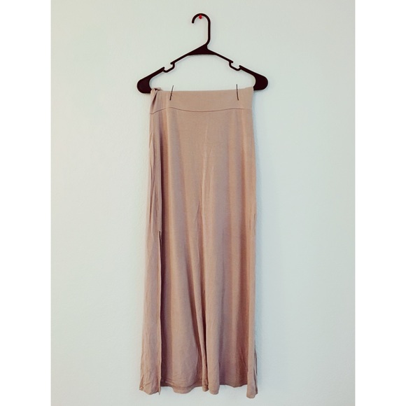 Beige/Light Pink Maxi Skirt w/ Side Slit