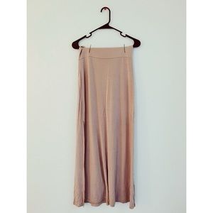 Beige/Light Pink Maxi Skirt w/ Side Slit