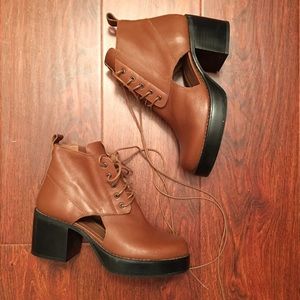 Brown Topshop Cutout Boots