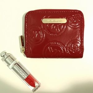 Michael Kors small red leather wallet