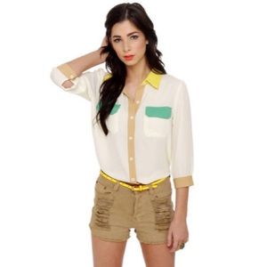 Lulu's Craft Fair Cream Button-Up Top