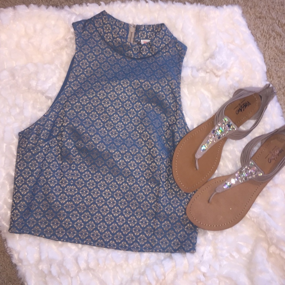 Blue and gold crop top