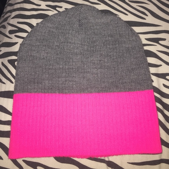 Pink & gray beanie