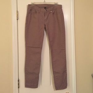 GAP tan premium skinny jeans with cream polka dots