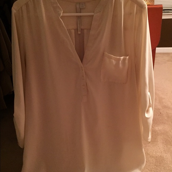 Oversized white button up blouse