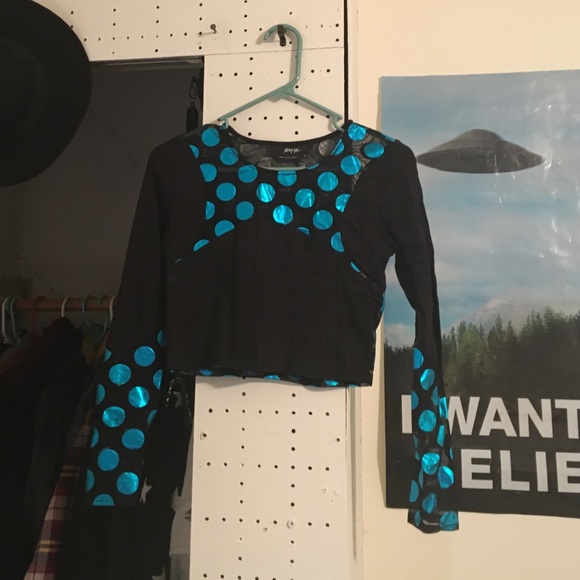 Nasty Gal polka dot and mesh crop top