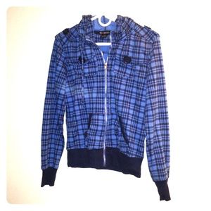 Navy and Light Blue Plaid Sweatshirt