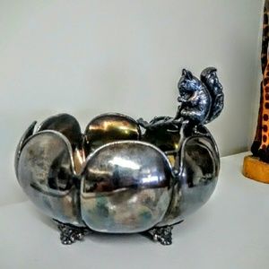 Beautiful sterling silver plated Squirrel Nut dish
