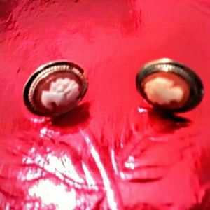 Antique Sterling silver cameo earings