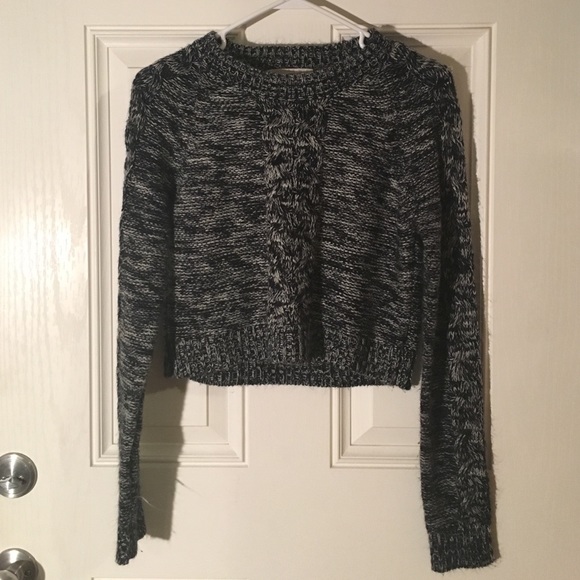 Heather black and white cropped sweater - Picture 1 of 3