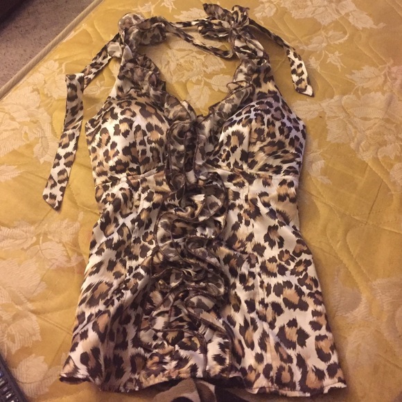 Silky cheetah halter top