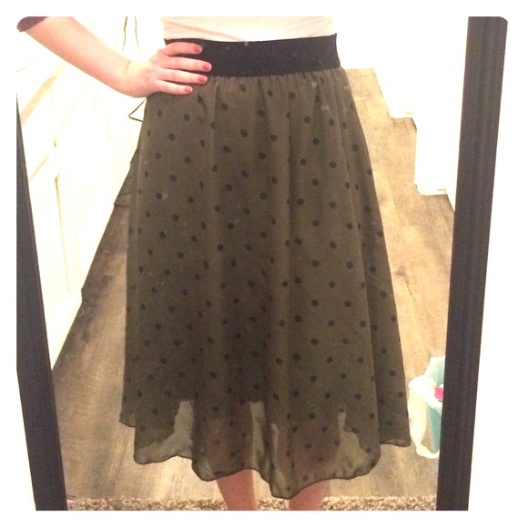 Olive green polka dot skirt