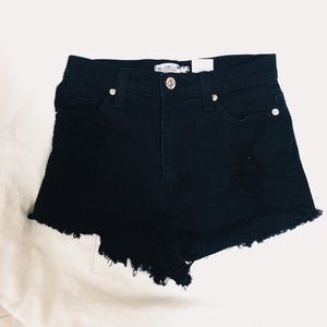 Cheeky High-Waisted Black Denim Shorts