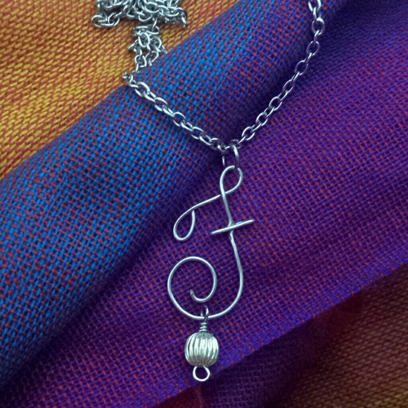 Silver Plated Initial *F* pendant