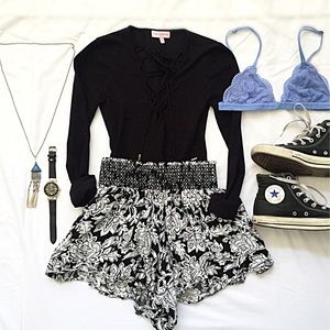 BODYSUIT: Black long sleeve bodysuit