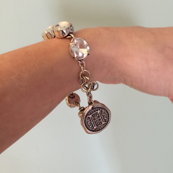 Silver tone initial H bracelet