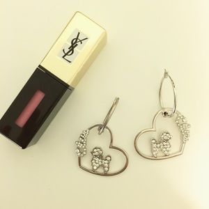 Poodle cubic hoop earrings