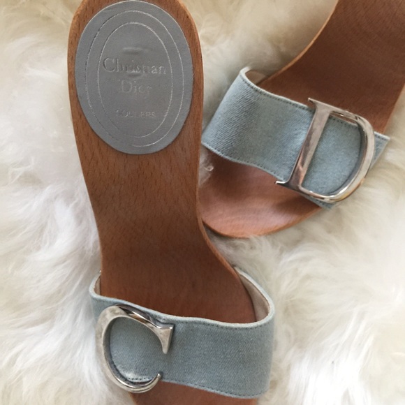 Authentic Christian Dior Baby Blue Denim Heels 6
